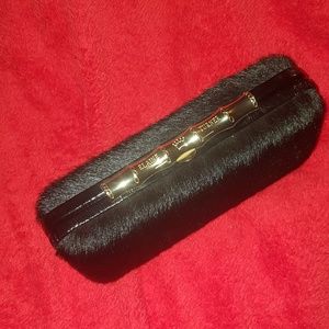 Elaine Turner Black Haircalf Evening Bag Clutch